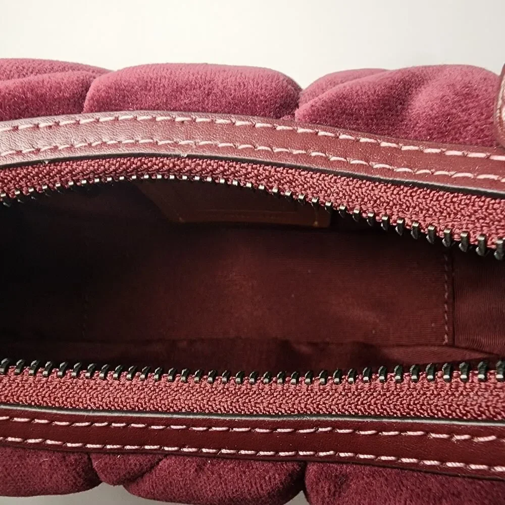 NWT Coach CCE61 Carmen Mini Crossbody Bag Quilting Velvet/Gunmetal/Burgundy
